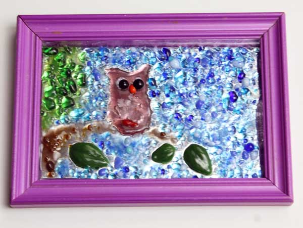 Owl No. 1, fused glass/frit