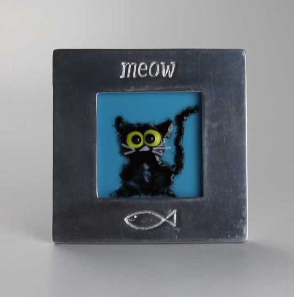 Felicity the Cat, fused glass by Diane C Taylor