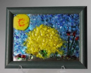 Palo Verde in Bloom, fused glass over mirror by Diane C. Taylor