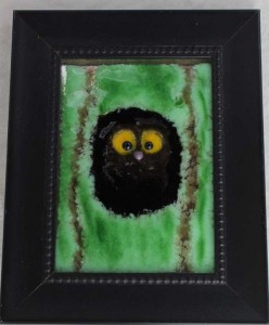 Whooo? No. 6, fused glass by Diane C. Taylor