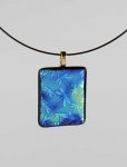 Sand-carved dichroic dragonfly pendant