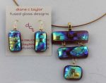 3-pc etched Southwest dichroic on sand & earrings